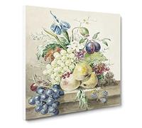 Still Life with Fruit & Flowers by Jean Bernard Canvas Print | Gallery Wrapped 30mm Frame Wall Art | 14x14 inches | Ready to Hang | Modern Floral Picture | Living Room Bedroom Lounge Office