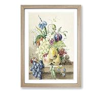 Still Life with Fruit & Flowers by Jean Bernard Framed Print | A2 Oak Framed Wall Art | Ready to Hang | Modern Floral Picture | Living Room Bedroom Lounge Office