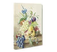 Still Life With Fruit & Flowers By Jean Bernard Vintage Canvas Wall Art Print Ready to Hang, Framed Picture for Living Room Bedroom Home Office Décor, 24x16 Inch (60x40 cm)