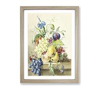 Still Life With Fruit & Flowers By Jean Bernard Vintage Framed Print | A3 Oak Framed Wall Art | Ready to Hang | Classic Floral Picture | Living Room Bedroom Lounge Office