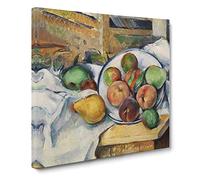 Still Life With Fruit Vol.1 by Paul Cezanne Canvas Print | Gallery Wrapped 30mm Frame Wall Art | 20x20 inches | Ready to Hang | Impressionist Still Life Picture | Living Room Bedroom Lounge Office