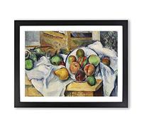 Still Life With Fruit Vol.1 By Paul Cezanne Classic Painting Framed Wall Art Print, Ready to Hang Picture for Living Room Bedroom Home Office Décor, Black A4 (34 x 25 cm)