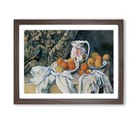 Still Life With Fruit Vol.3 By Paul Cezanne Classic Painting Framed Wall Art Print, Ready to Hang Picture for Living Room Bedroom Home Office Décor, Walnut A4 (34 x 25 cm)