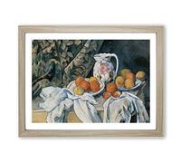 Still Life With Fruit Vol.3 By Paul Cezanne Classic Painting Framed Wall Art Print, Ready to Hang Picture for Living Room Bedroom Home Office Décor, Oak A2 (64 x 46 cm)