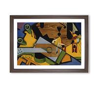 Still Life with Guitar by Juan Gris Framed Print | A2 Walnut Framed Wall Art | Ready to Hang | Modern Music Picture | Living Room Bedroom Lounge Office