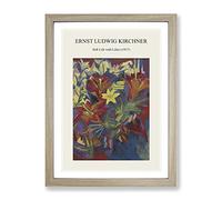 Still Life With Lilies By Ernst Ludwig Kirchner Exhibition Museum Painting Framed Wall Art Print, Ready to Hang Picture for Living Room Bedroom Home Office Décor, Oak A2 (64 x 46 cm)