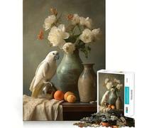 Still Life With Parrot And Flowers Hard Jigsaw Puzzle for Adults 1000 Pieces Smart Toy Casual Fun Accurate Cut Artistic Gift 50x75cm