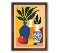 Still Life with Plants and Fruit Mid-Century Framed Wall Art Print A3 (42×29.7cm) Walnut, Wall Decor for Living Room, Bedroom, Office & Home, Ready to Hang, Art Gift
