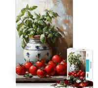 Still Life with Tomatoes And Basil 1000 Pieces Jigsaws Adults Puzzles Logic Boost Toy Bonding Time Premium Edge Premium Gift 38x26cm