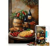 Still Life With Wine And Spaghetti Jigsaw Puzzles 1000 Pieces for Teenagers Strengthen Recall Quiet Calm Quality Edge Santa Wish Gift 50x75cm