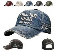 Still Not Dead Cap Hard to Kill Hat, Funny Embroidered Baseball Cap, Distressed Baseball Cap with Adjustable Strap (Blue)