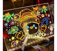Still Open Led Drawing Board, Luminous Led Drawing Board for Children, Neon Art Dry Erase Note Pad - Portable, Rechargeable Acrylic Pad for Kids, Classroom, Office & Gift (30 * 20cm)