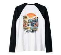 Still Plays Outside Nature Outdoors Lover Mountain Hiking Raglan Baseball Tee
