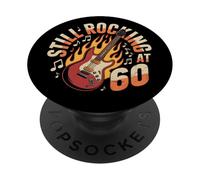 Still Rocking at 60 Birthday Guitar Flames Music PopSockets Adhesive PopGrip