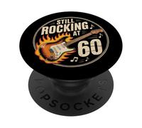 Still Rocking at 60 Flame Guitar Music Retro Vibes PopSockets Adhesive PopGrip