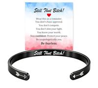 Still That Bitch Mantra Cuff Bracelet，Black-Arrow