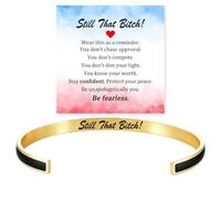 Still That Bitch Mantra Cuff Bracelet，Black Gold