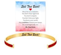 Still That Bitch Mantra Cuff Bracelet，Red Gold