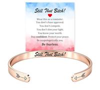 Still That Bitch Mantra Cuff Bracelet，Rose Gold-Arrow