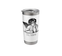 Still Thinking Angel Overthinking Humor Minimalist Sarcastic Stainless Steel Insulated Tumbler