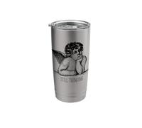 Still Thinking Angel Overthinking Humor Minimalist Sarcastic Stainless Steel Insulated Tumbler
