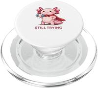 Still Trying | Cute Superhero Axolotl Gym Motivation PopSockets PopGrip for MagSafe