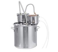 Still Water Alcohol Distiller - Stainless Spirits Boiler for Home Brew Wine Making - 20L Condenser Keg with Copper Tube for DIY Whisky, Wine, and Brandy