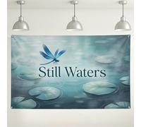 Still Waters Dragonfly Backdrop, Elegant Nature Theme Photography Background for Events, Blue Water Lilies Decor for Indoor/Outdoor Celebrations 71x43 Inch