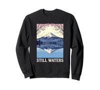Still Waters Japanese Mountain Landscape Cherry Blossom Sweatshirt