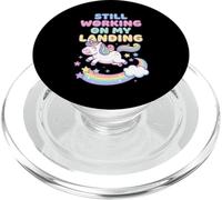 Still Working On My Landing Cute Unicorn Funny PopSockets PopGrip for MagSafe