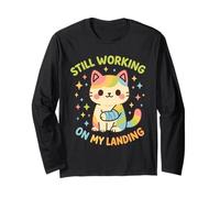 Still Working On My Landing Injury Broken Arm Cat Cute Long Sleeve T-Shirt