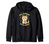 Still Working On My Landing Injury Broken Arm Cat Cute Zip Hoodie