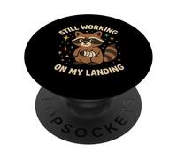 Still Working On My Landing Injury Broken Arm Raccoon Cute PopSockets Adhesive PopGrip