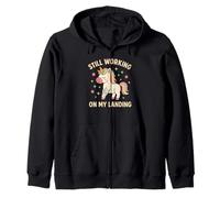 Still Working On My Landing Injury Broken Arm Unicorn Cute Zip Hoodie