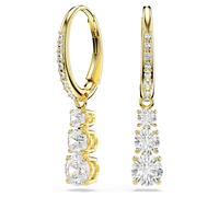 Stilla Attract hoop earrings, Round cut, White, 18K gold finish