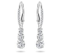 Stilla Attract hoop earrings, Round cut, White, Rhodium plated