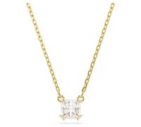 Swarovski Stilla Attract Pendant Necklace, Clear Square-Cut Stone in a Gold-Tone Finished Setting, Part of the Stilla Collection
