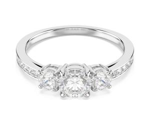 Stilla Attract ring, Round cut, White, Silver-tone finish