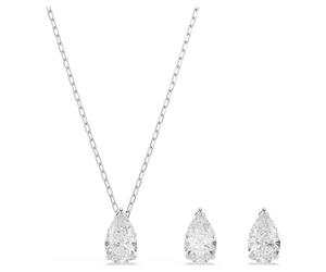 Stilla Attract set, Pear cut, White, Rhodium plated