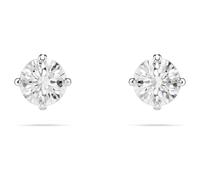 Stilla Attract stud earrings, Round cut, White, Rhodium plated