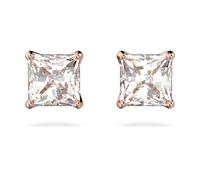 Stilla Attract stud earrings, Square cut, White, 18K rose gold finish