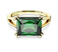 Stilla cocktail ring, Rectangular cut, Green, Gold-tone plated
