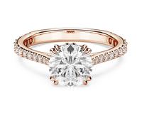 Stilla cocktail ring, Round cut, Pavé, White, 18K rose gold finish