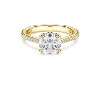 Stilla cocktail ring, Round cut, Pavé, White, Gold-tone plated