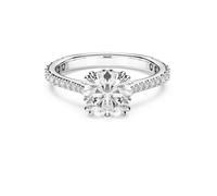 Stilla cocktail ring, Round cut, Pavé, White, Rhodium plated