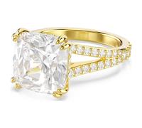Stilla cocktail ring, Square cut, Pavé, White, 18K gold finish
