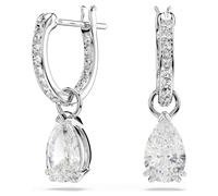 Stilla drop earrings, Pear cut, Round cut, White, Rhodium plated