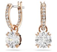 Stilla drop earrings, Round cut, White, 18K rose gold finish