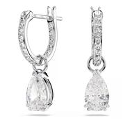 Stilla Pear-Cut Drop Hoop Earrings- female- Swarovski- Earrings- Gray- ONE SIZE- Accessories ONE SIZE