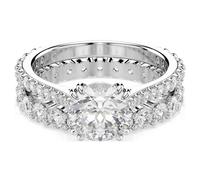 Stilla ring, Set (2), Round cut, White, Rhodium plated